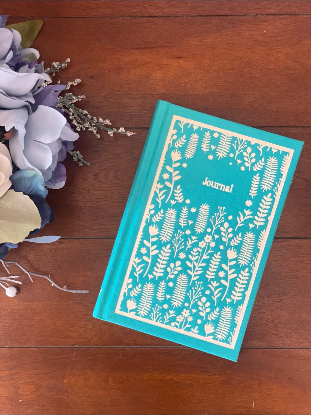 New Cloth Covered Teal Journal with Gold Foil-Stamped Foliage